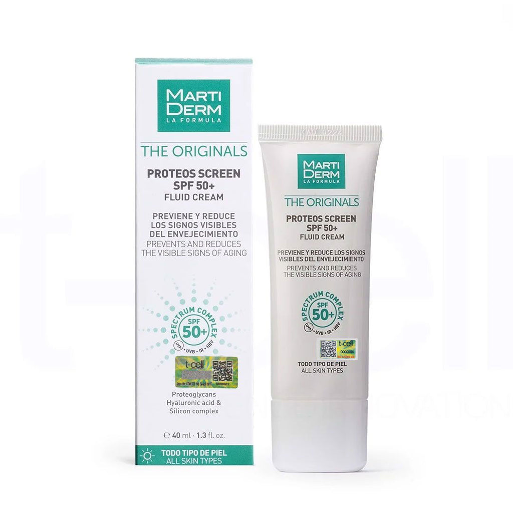 Kem Chống Nắng Phổ Rộng Toàn Diện, Ngừa Lão Hóa, Phòng Chống Nám Quay Lại - MartiDerm The Originals Proteos Screen SPF50+ Fluid Cream (40ml)