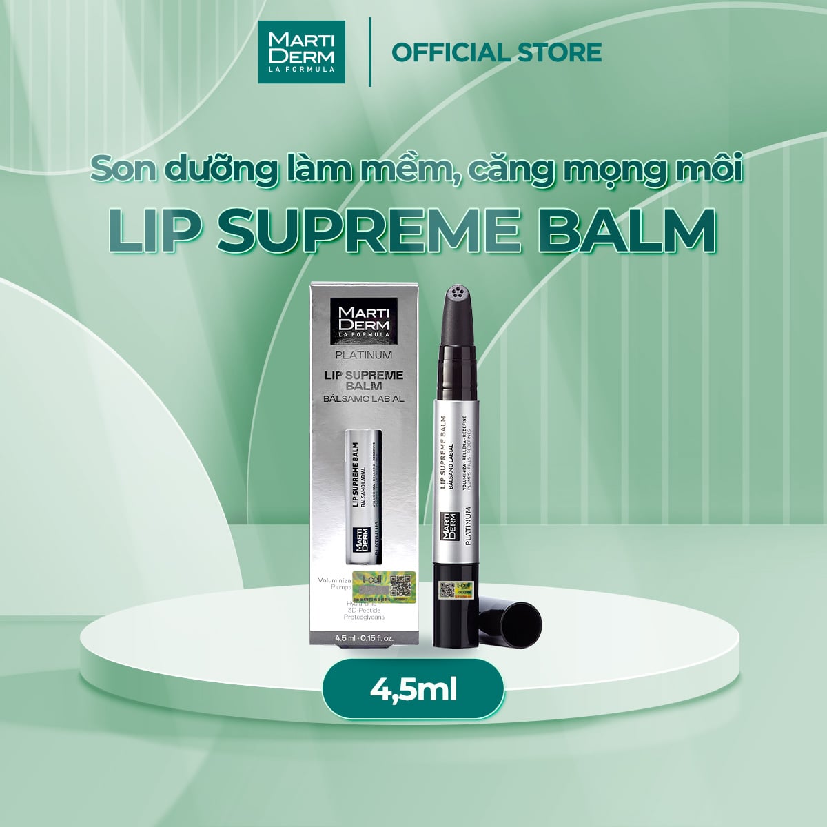 Son Dưỡng Làm Mềm, Căng Mọng Môi - MartiDerm Platinum Lip Supreme Balm (4.5ml)