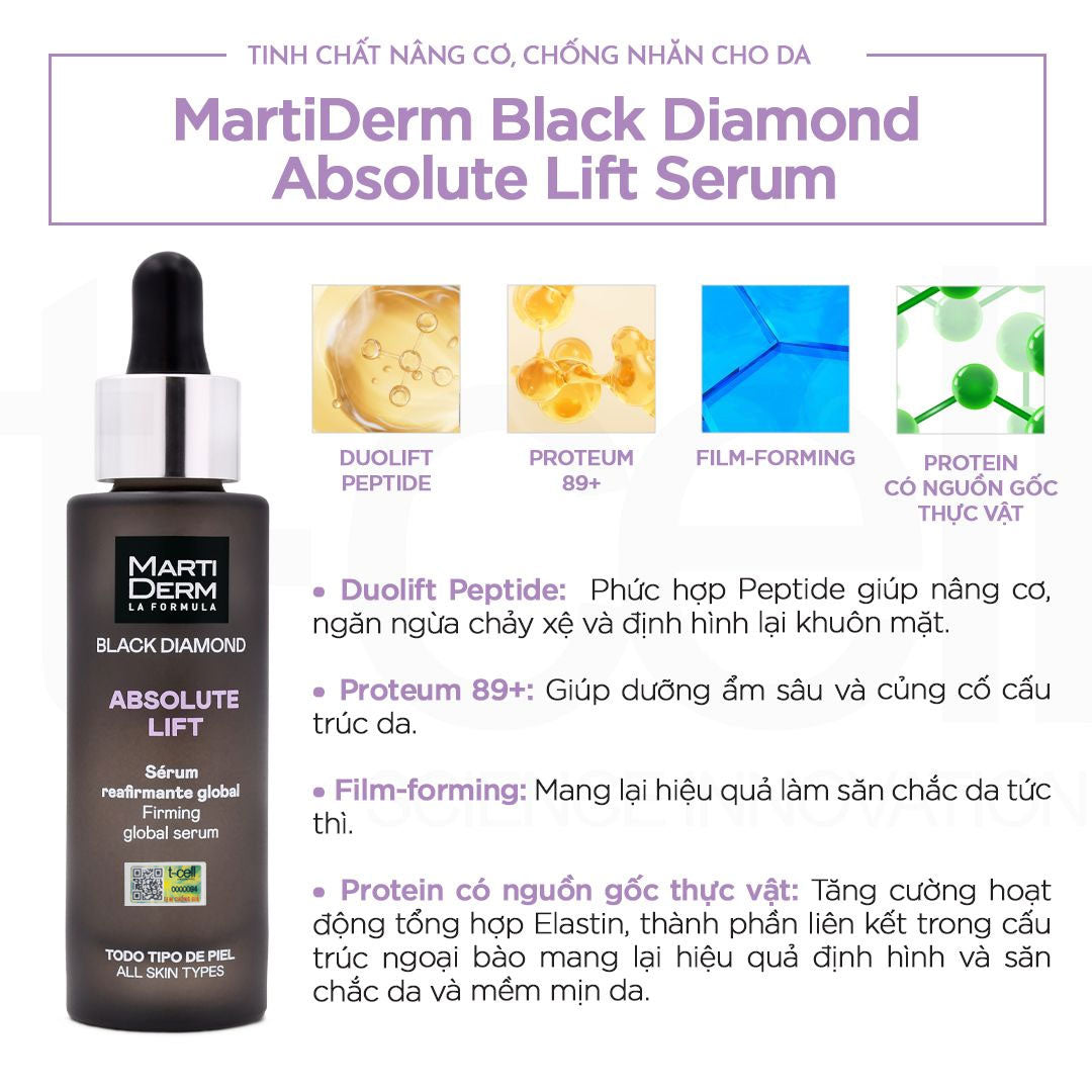 Tinh Chất Nâng Cơ, Chống Nhăn Cho Da - MartiDerm Black Diamond Absolute Lift Serum (30ml)