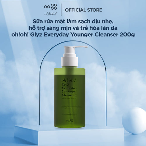 Sữa Rửa Mặt Làm Sạch Dịu Nhẹ, Hỗ Trợ Sáng Mịn Và Trẻ Hóa Làn Da oh!oh! Glyz Everyday Younger Cleanser (with 5% AHA & 1% Zinc PCA) (200g)