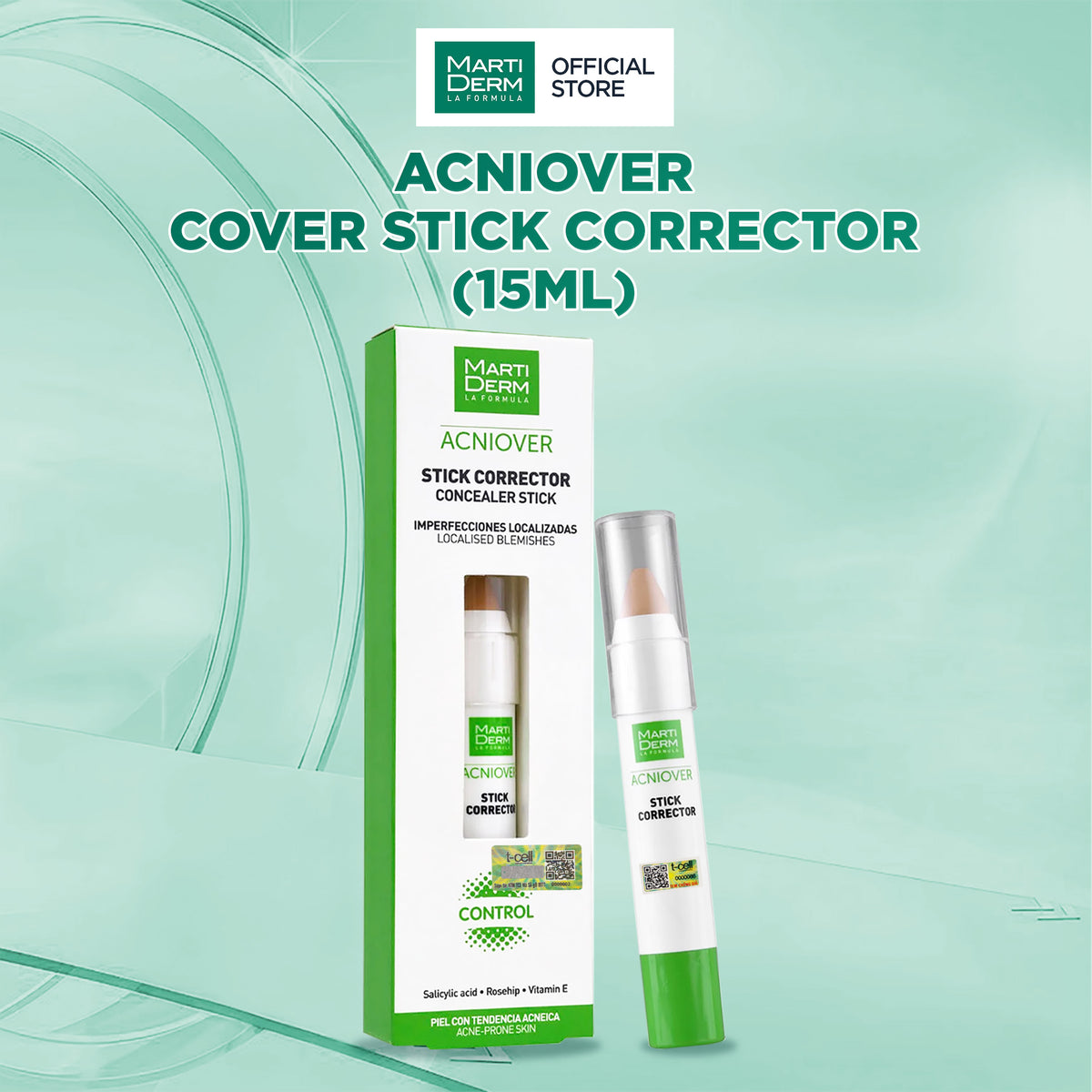 Bút Che Khuyết Điểm & Làm Giảm Mụn - MartiDerm Acniover Cover Stick Corrector (15ml)