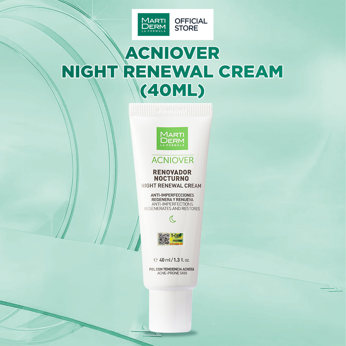 Kem Dưỡng Ban Đêm Hỗ Trợ Cải Thiện Bề Mặt Da Cho Da Dầu Mụn - MartiDerm Acniover Night Renewal Cream (40ml)