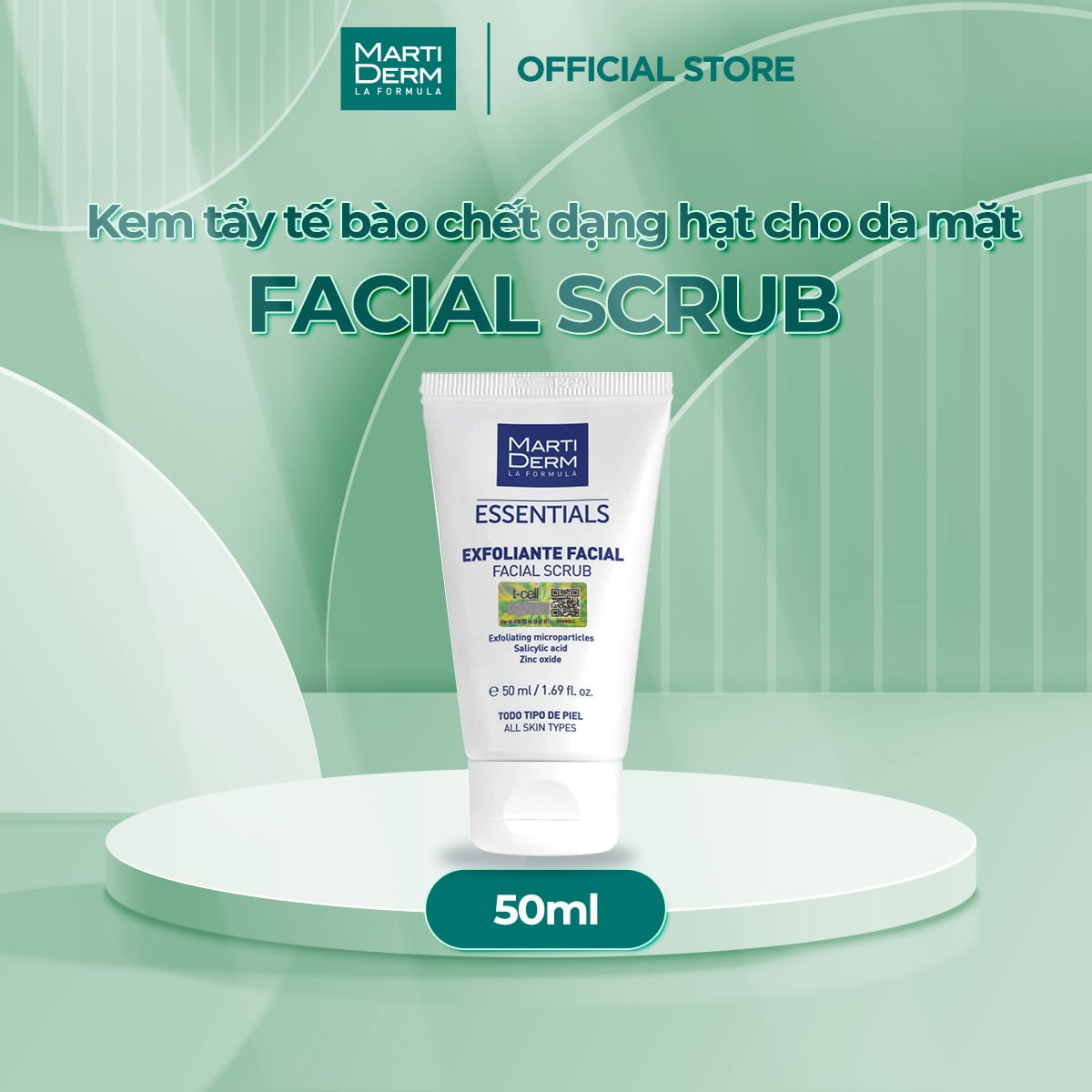 Tẩy Tế Bào Chết Da Mặt Dạng Scrub - MartiDerm Essentials Facial Scrub (50ml)