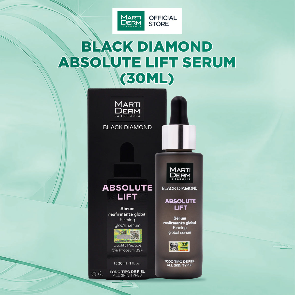 Tinh Chất Dưỡng Ẩm Hỗ Trợ Cải Thiện Độ Đàn Hồi & Săn Chắc Da - MartiDerm Black Diamond Absolute Lift Serum (30ml)
