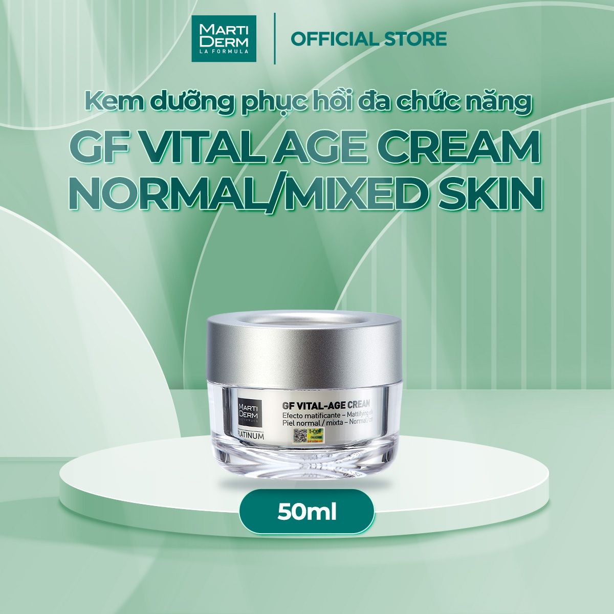 Kem Dưỡng Phục Hồi Chống Lão Hóa Toàn Diện - MartiDerm Platinum GF Vital Age Cream (50ml)