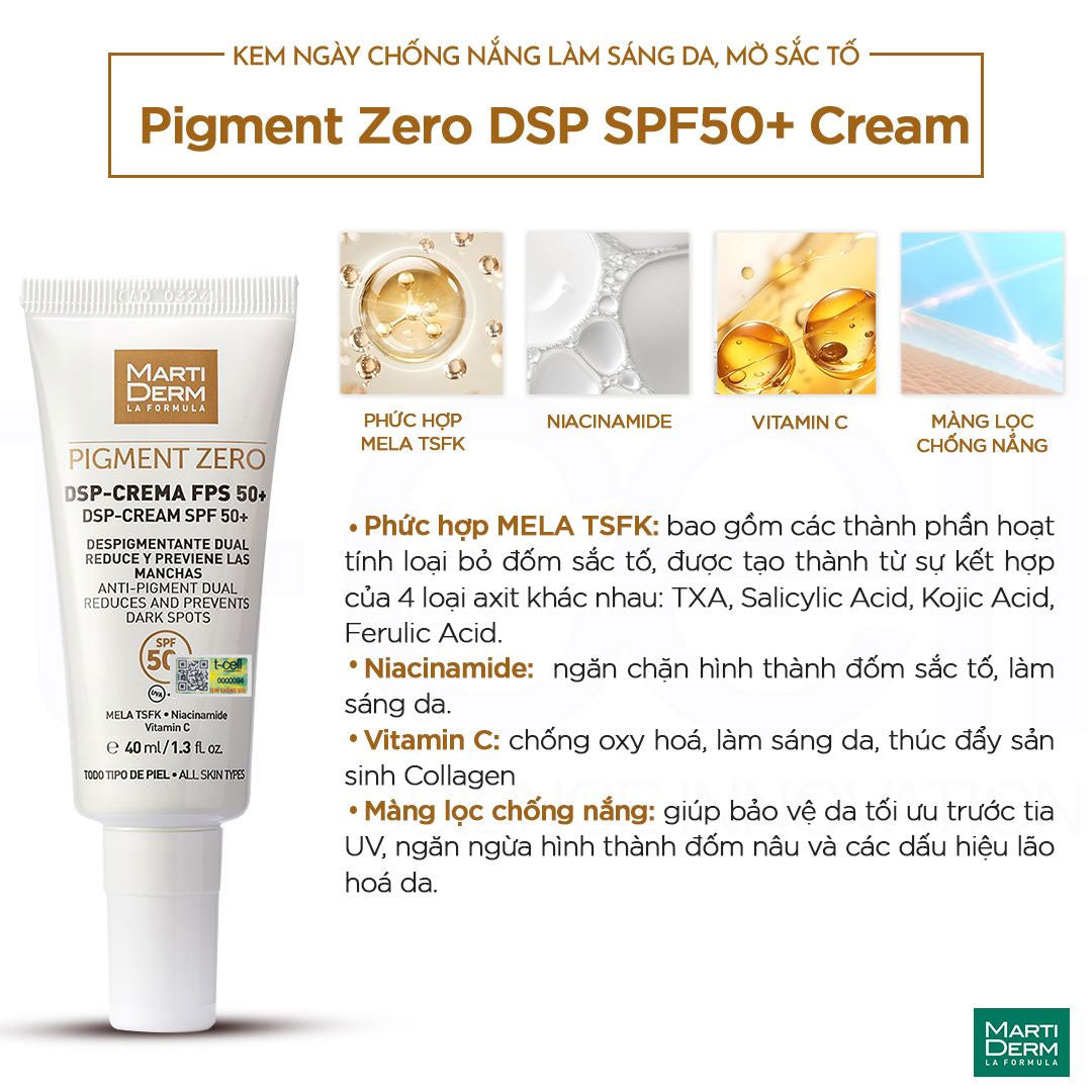 Kem Ngày Điều Trị Sắc Tố & Làm Sáng Da - MartiDerm Pigment Zero DSP SPF50+ Cream (40ml)