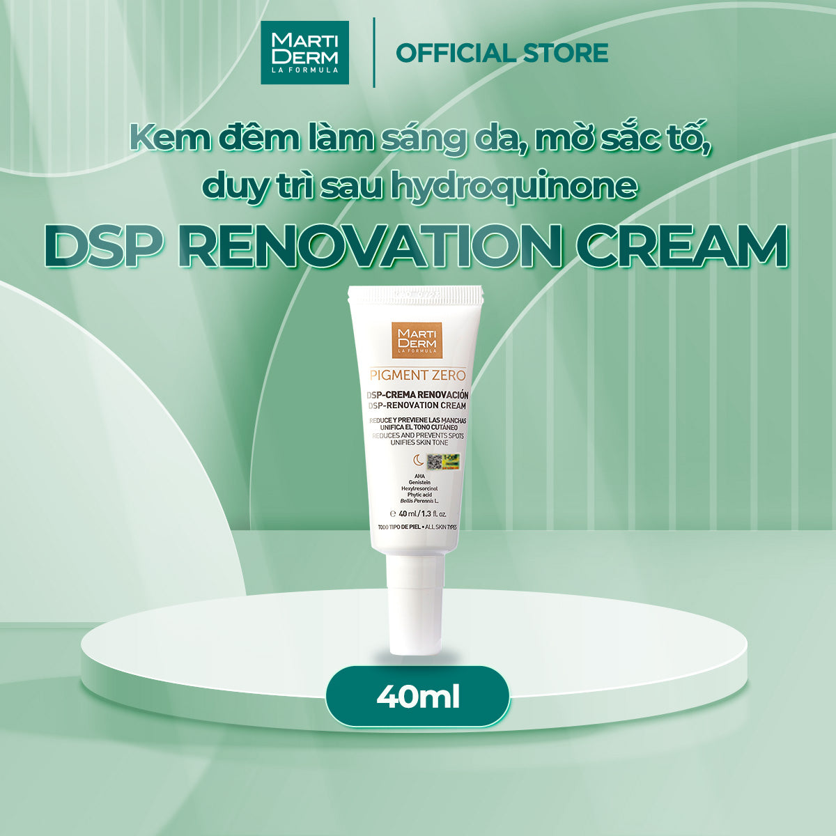 Kem Đêm Làm Sáng Da, Mờ Đốm Sắc Tố - MartiDerm Pigment Zero DSP Renovation Cream (40ml)