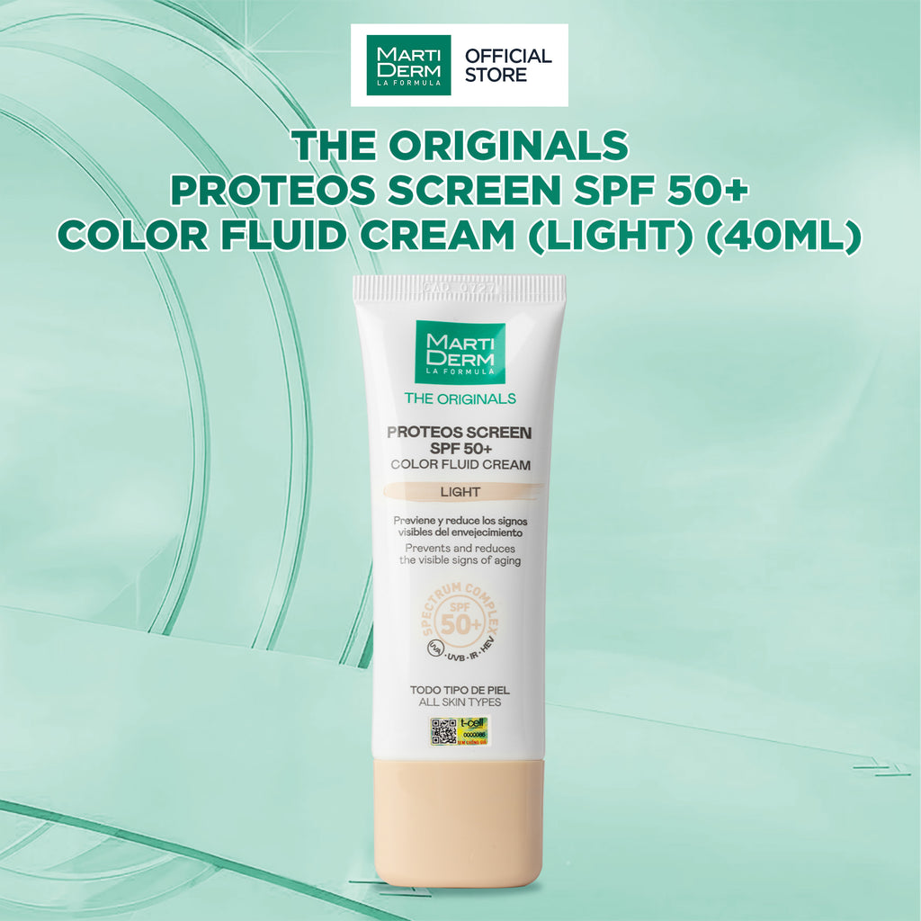 Kem Chống Nắng Phổ Rộng SPF50+ Có Màu, Làm Đều Màu Da - MartiDerm The Originals Proteos Screen SPF50+ Color Fluid Cream (Light) (40ml)
