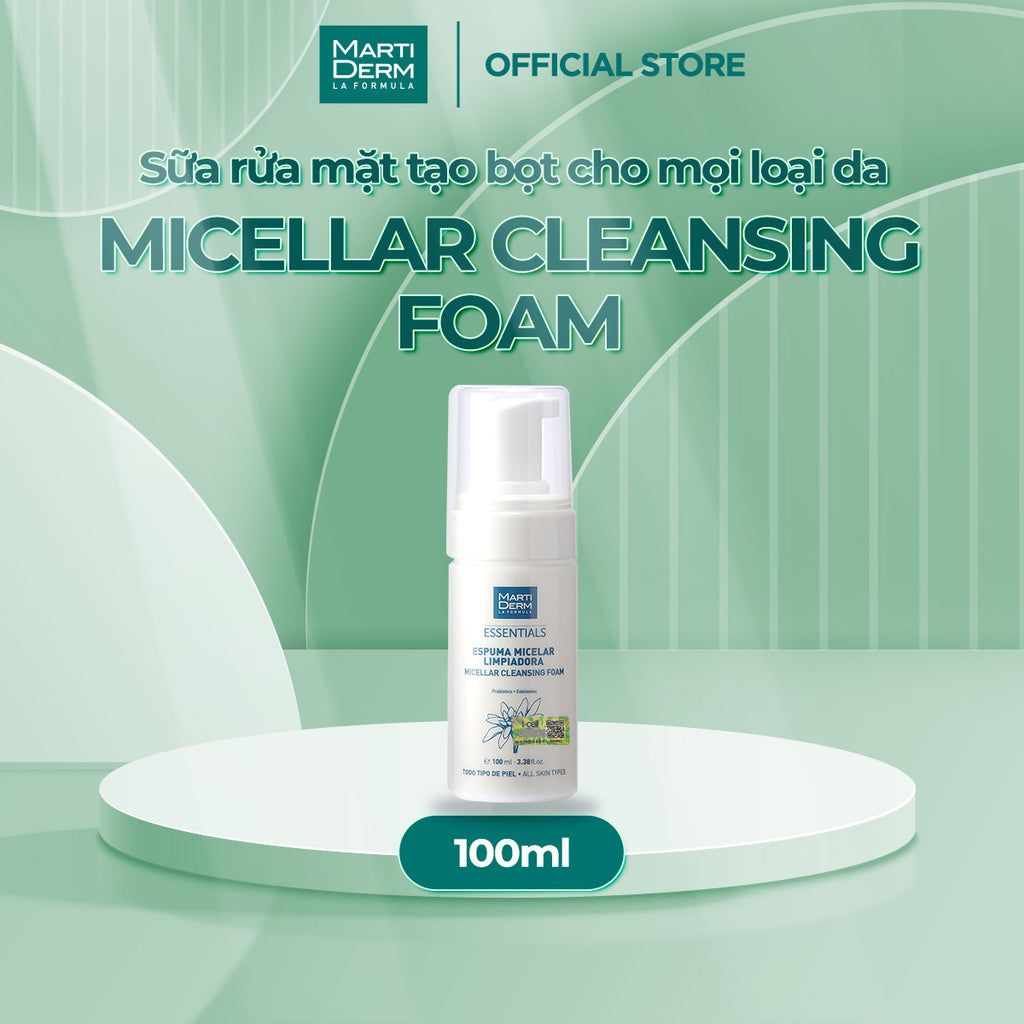 Sữa Rửa Mặt Dạng Bọt Dịu Nhẹ Cho Mọi Loại Da - Martiderm Essentials Micellar Cleansing Foam (100ml)