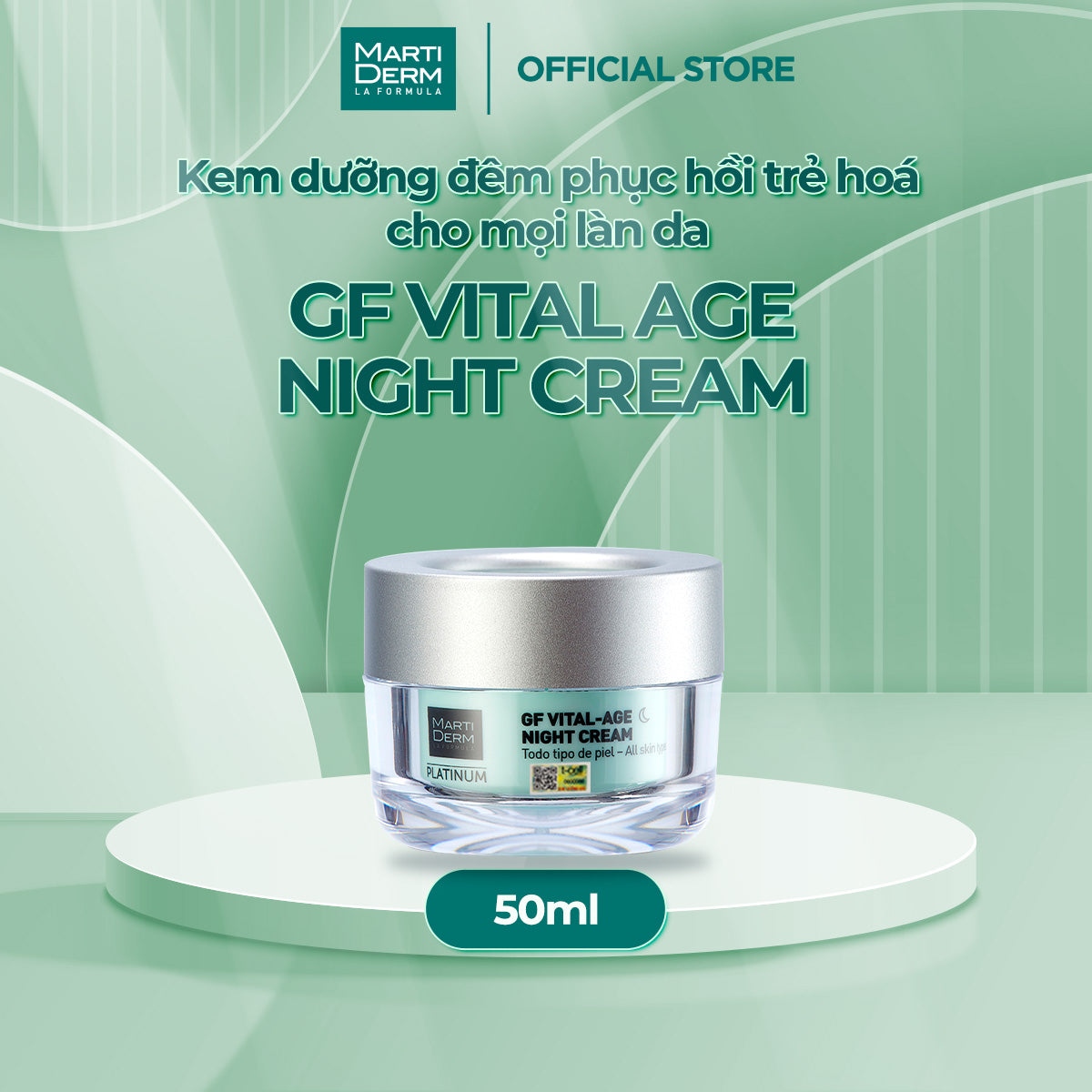 Kem Dưỡng Phục Hồi Hỗ Trợ Trị Mụn & Trẻ Hóa - MartiDerm Platinum GF Vital Age Night Cream (50ml)