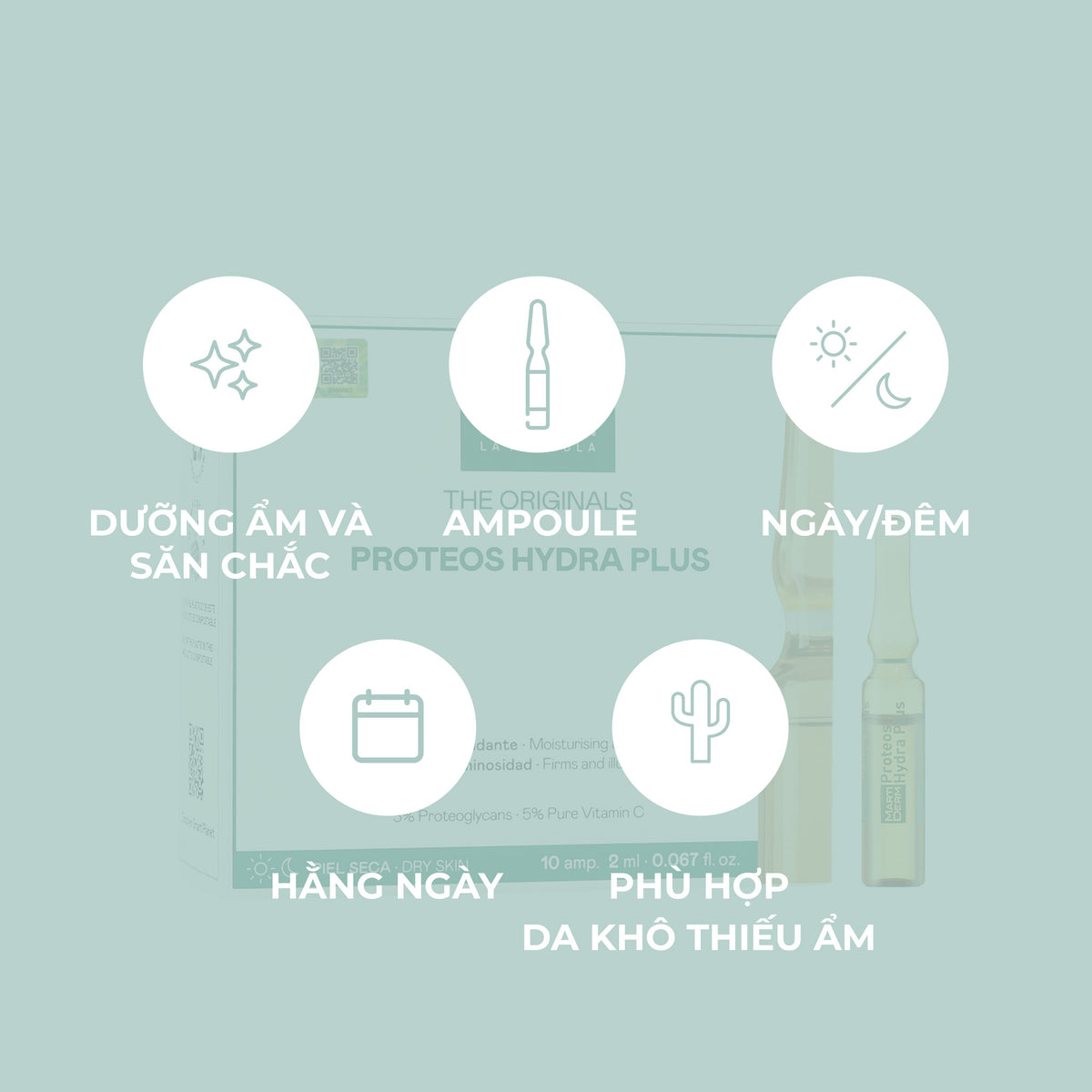 Ampoule Dưỡng Ẩm, Làm Săn Chắc & Ngừa Lão Hoá Da - MartiDerm The Originals Proteos Hydra Plus
