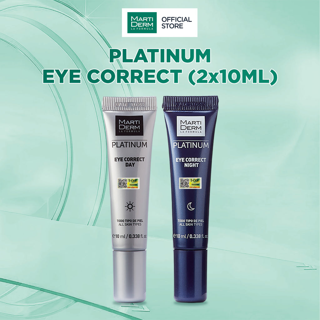 Bộ Kem Dưỡng Mắt Ngày & Đêm Hỗ Trợ Giảm Bọng Mắt, Quầng Thâm - MartiDerm Platinum Eye Correct (2 x 10ml)