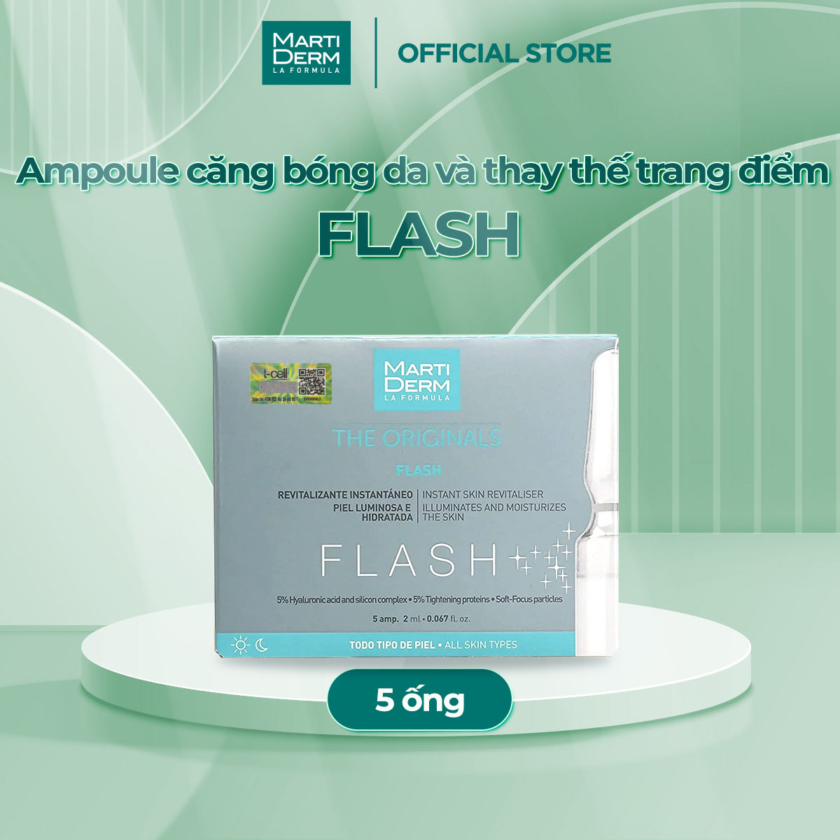 Ampoule Dưỡng Ẩm, Làm Sáng Da & Giảm Mệt Mỏi Tức Thì - MartiDerm The Originals Flash