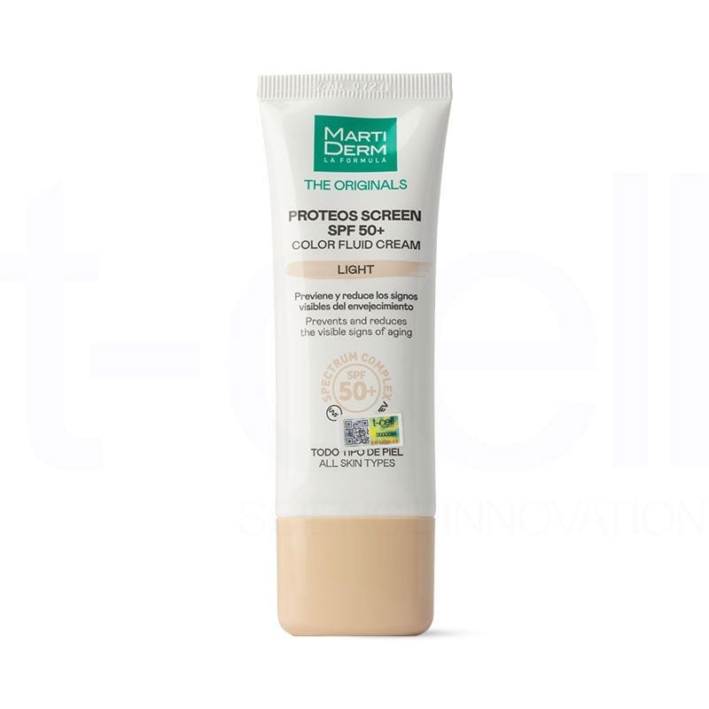 Kem Chống Nắng Phổ Rộng, Làm Đều Màu Da, Ngừa Lão Hoá, Phòng Chống Nám Quay Lại - MartiDerm The Originals Proteos Screen SPF50+ Color Fluid Cream (Light) (40ml)