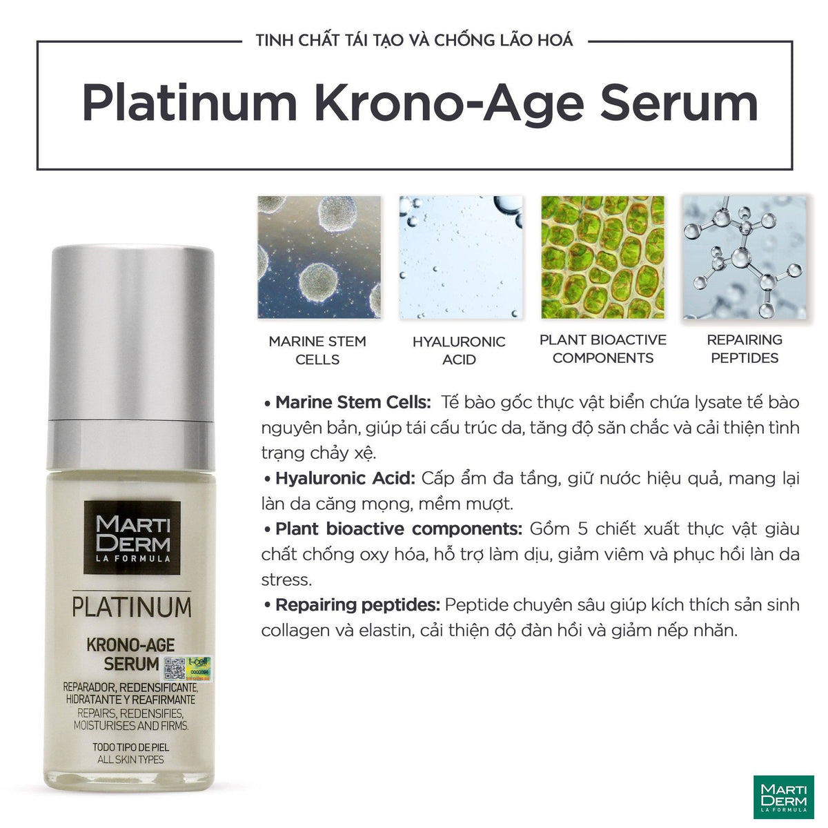 Tinh Chất Tái Tạo Và Chống Lão Hoá - MartiDerm Platinum Krono-Age Serum (30ml)