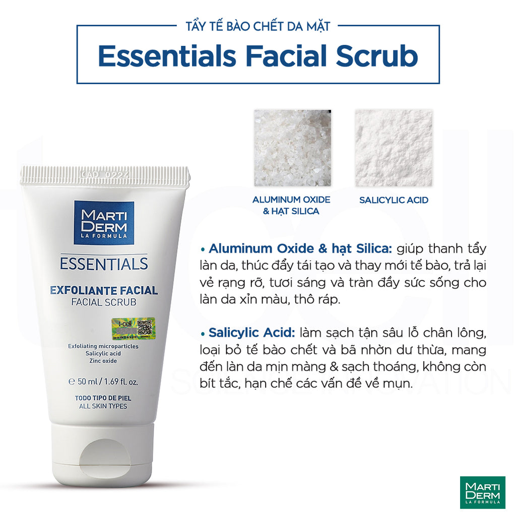Tẩy Tế Bào Chết Da Mặt Dạng Scrub - MartiDerm Essentials Facial Scrub (50ml)