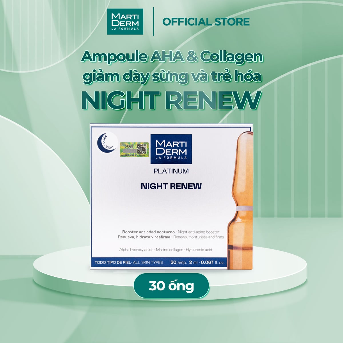 Ampoule Tái Tạo Da Ban Đêm - MartiDerm Platinum Night Renew Ampoule (30 x 2ml)