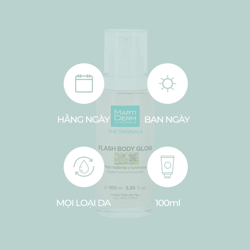 Kem Dưỡng Thể Bắt Sáng, Tạo Hiệu Ứng Glow Rạng Rỡ & Mềm Mượt Tức Thì - MartiDerm Flash Body Glow (100ml)
