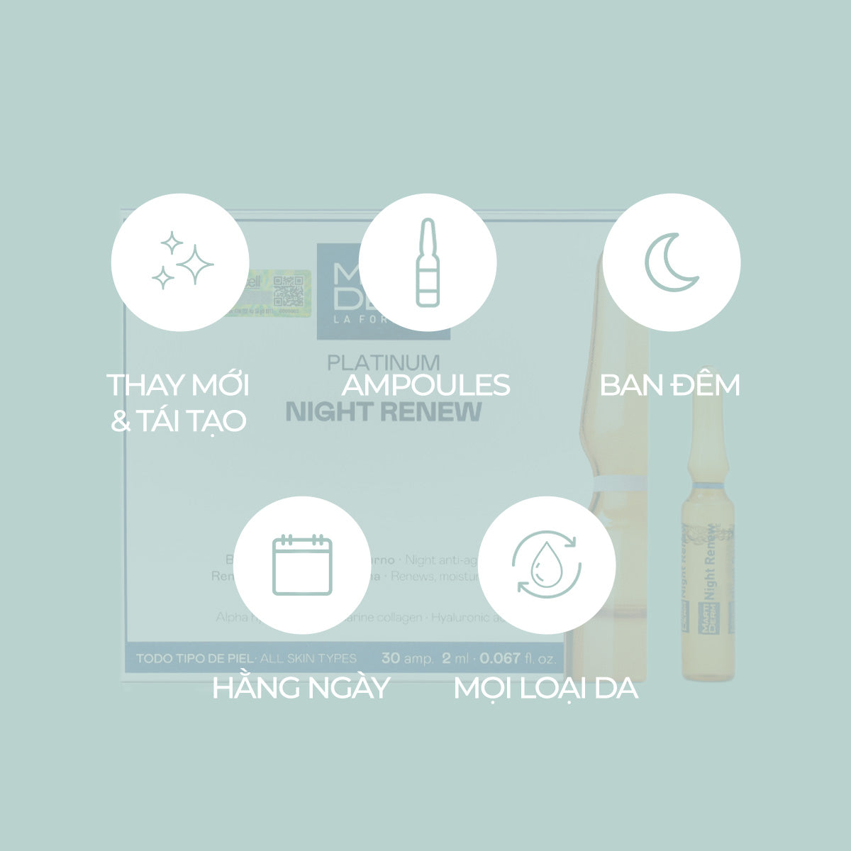 Ampoule Tái Tạo Da Ban Đêm - MartiDerm Platinum Night Renew Ampoule (30 x 2ml)