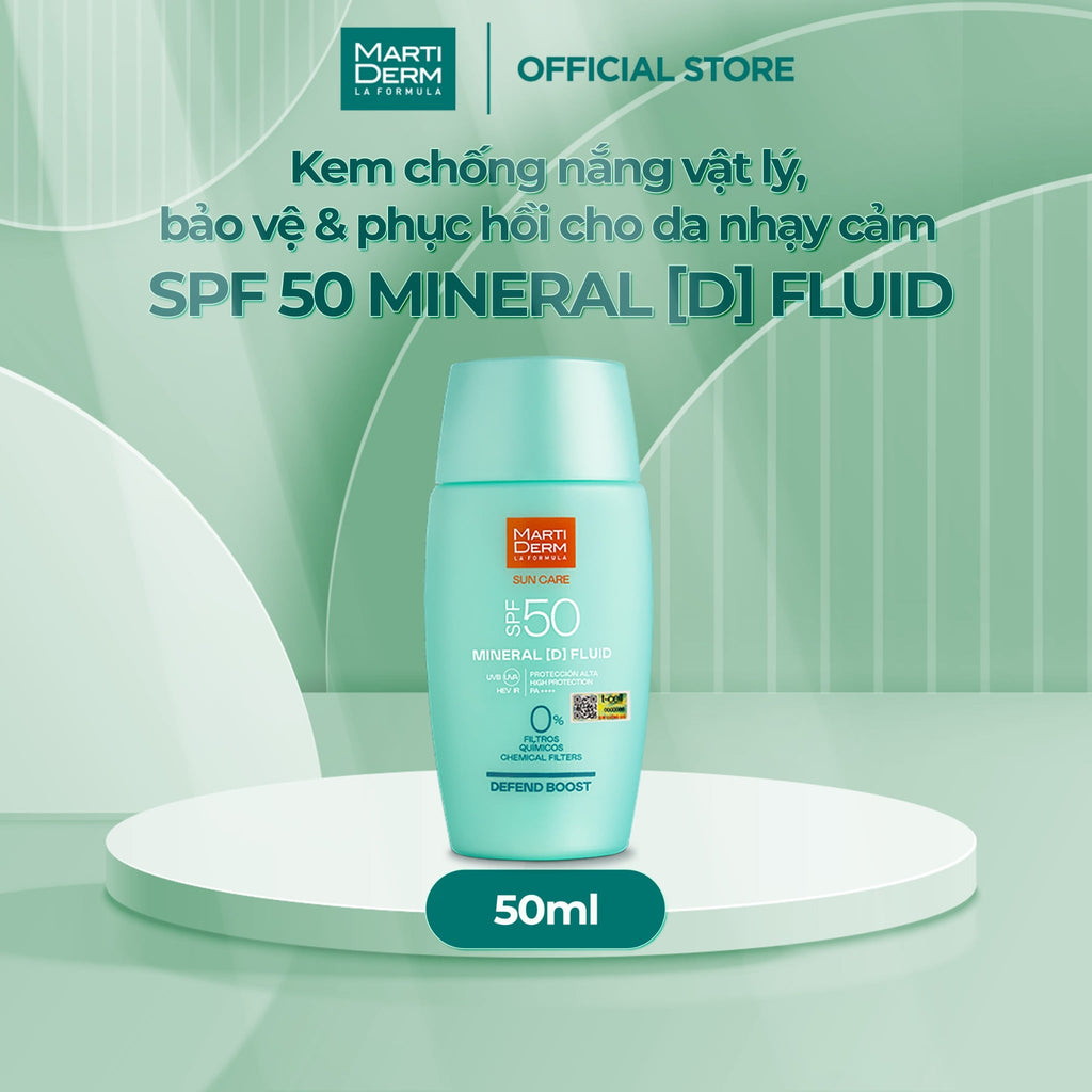 Kem Chống Nắng Vật Lý, Bảo Vệ & Phục Hồi Cho Da Nhạy Cảm - MartiDerm SPF 50 Mineral [D] Fluid (50ml)