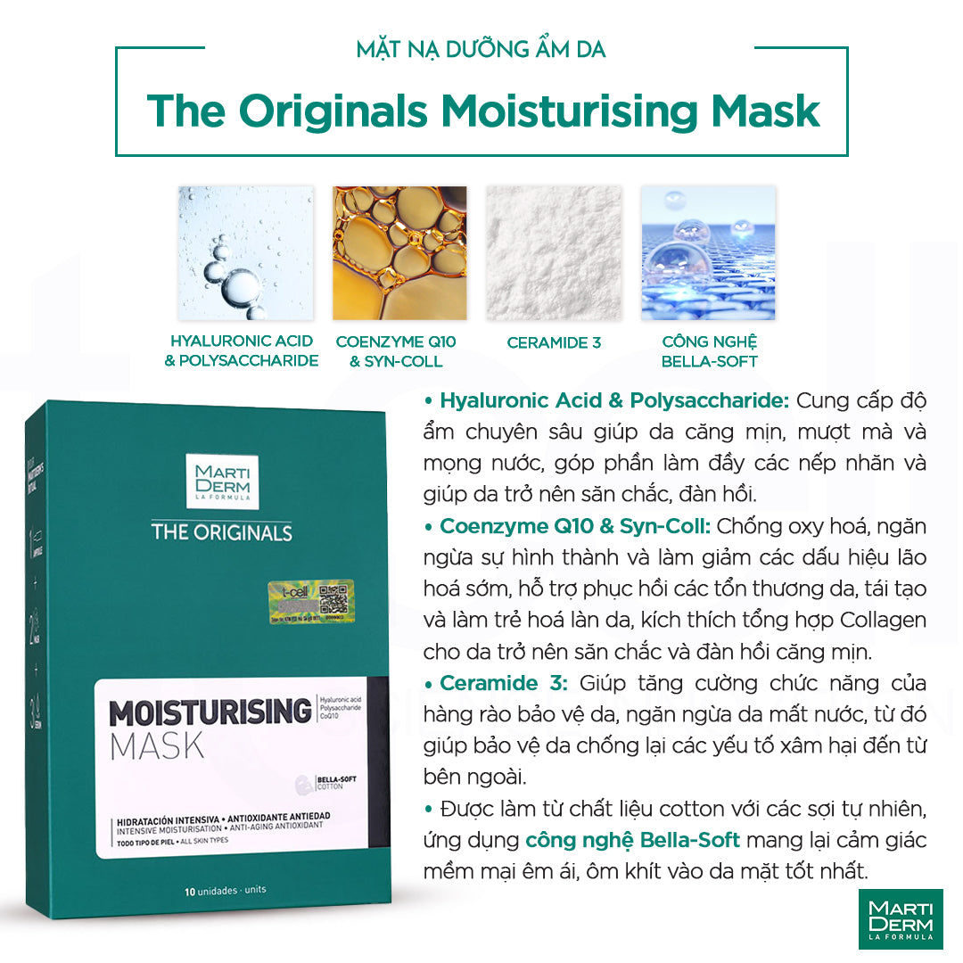Mặt Nạ Dưỡng Ẩm Chuyên Sâu - MartiDerm The Originals Moisturising Mask (10 miếng)