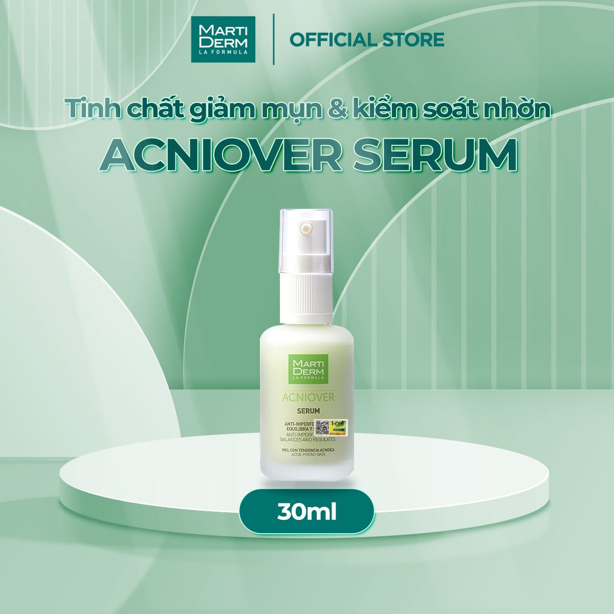 Tinh Chất Giảm Mụn & Kiểm Soát Nhờn - MartiDerm Acniover Serum (30ml)